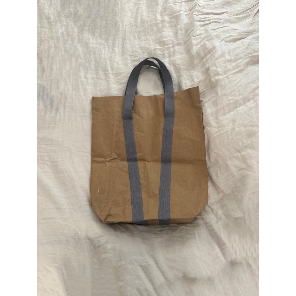 Trader Joe's Washable Paper Tote Bag Brown Reusable Grocery Bag Grey Straps